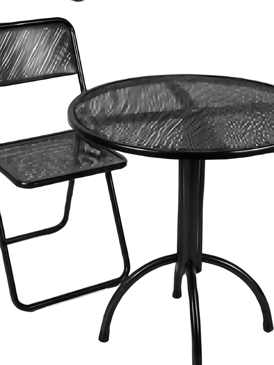 Conjunto silla rebatible y mesa redonda