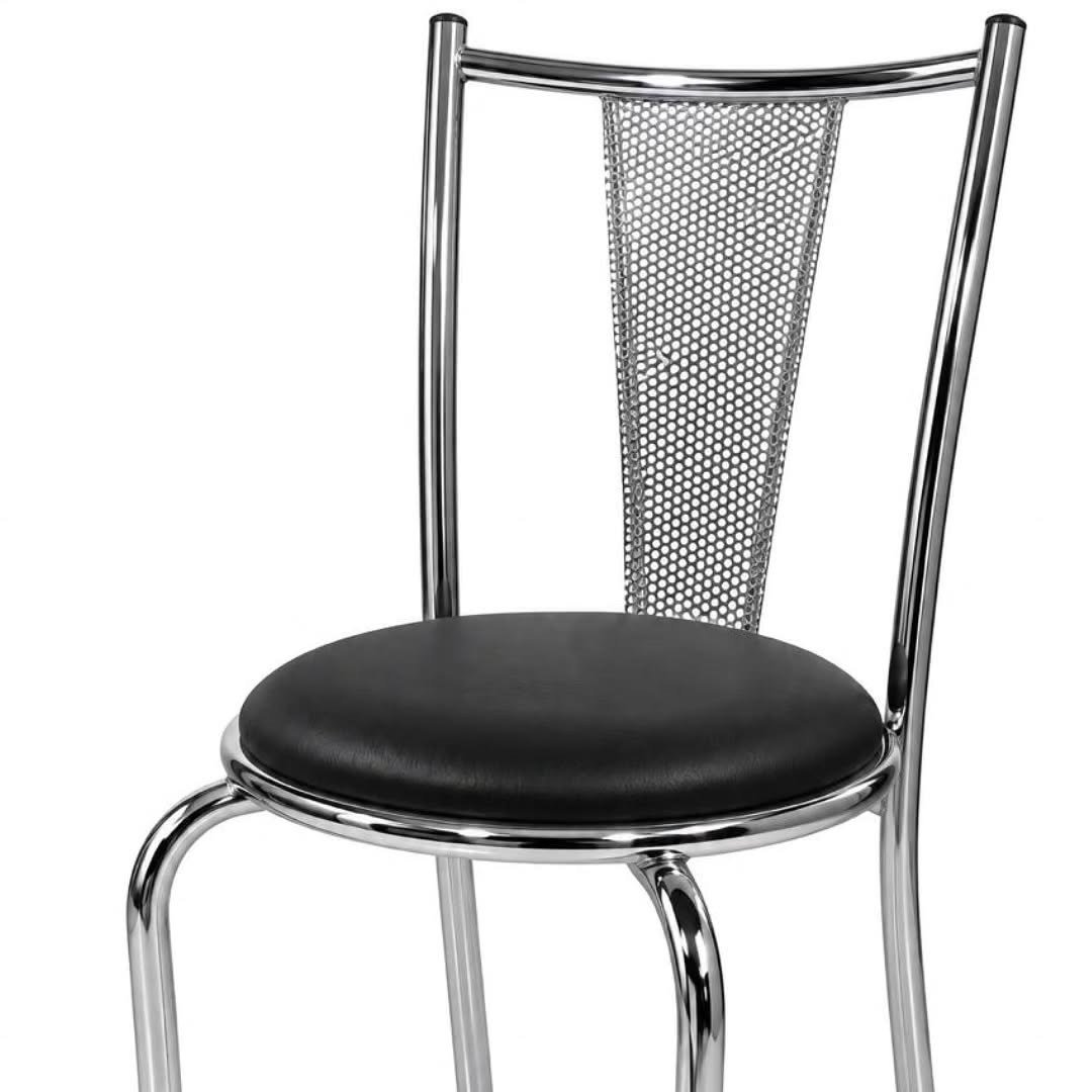 Silla cromada con asiento tapizado 0102